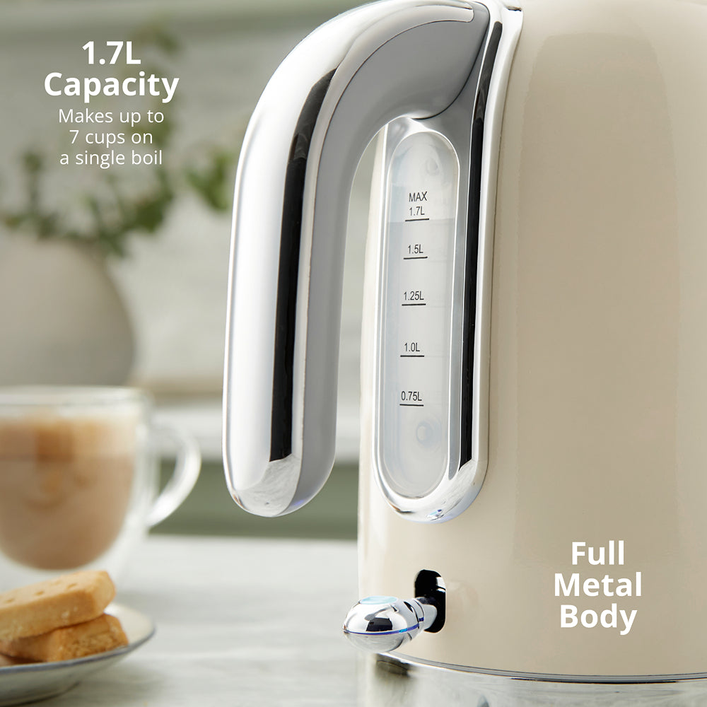 Swan Solace Cream Jug Kettle | 1.7L Stainless Steel, Chrome Accents
