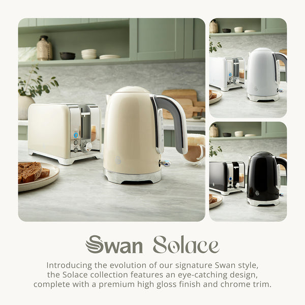 Swan Solace Cream Jug Kettle | 1.7L Stainless Steel, Chrome Accents