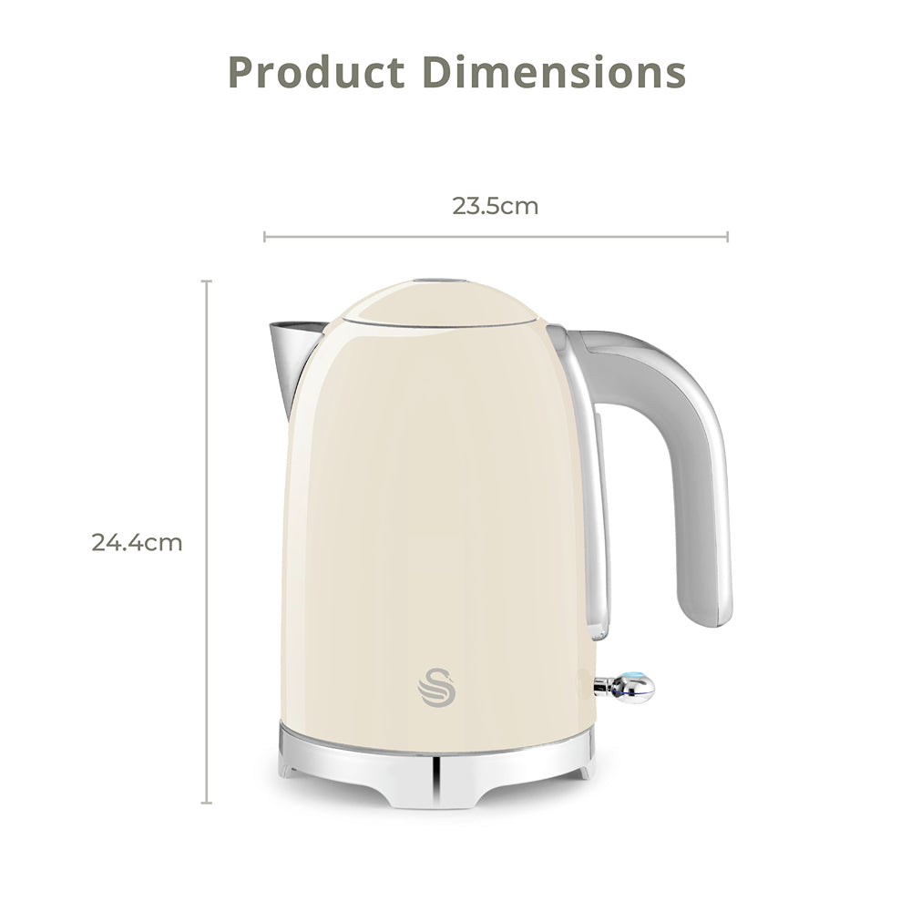 Swan Solace Cream Jug Kettle | 1.7L Stainless Steel, Chrome Accents
