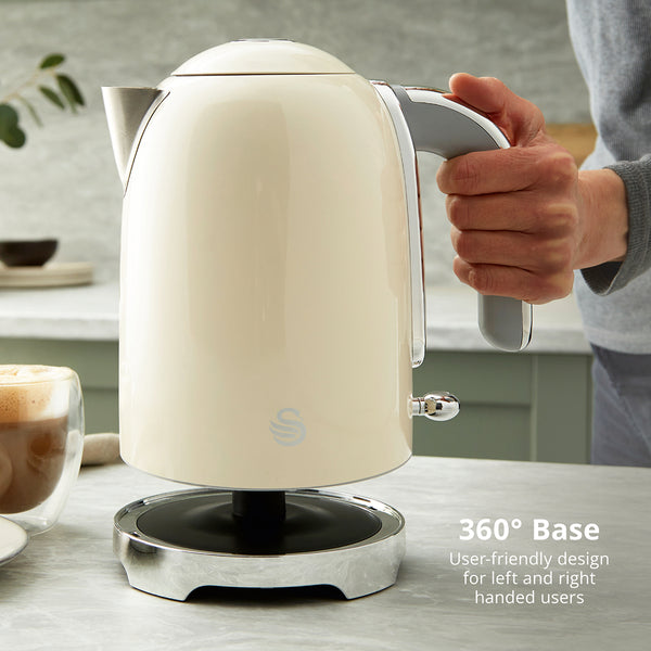 Swan Solace Cream Jug Kettle | 1.7L Stainless Steel, Chrome Accents