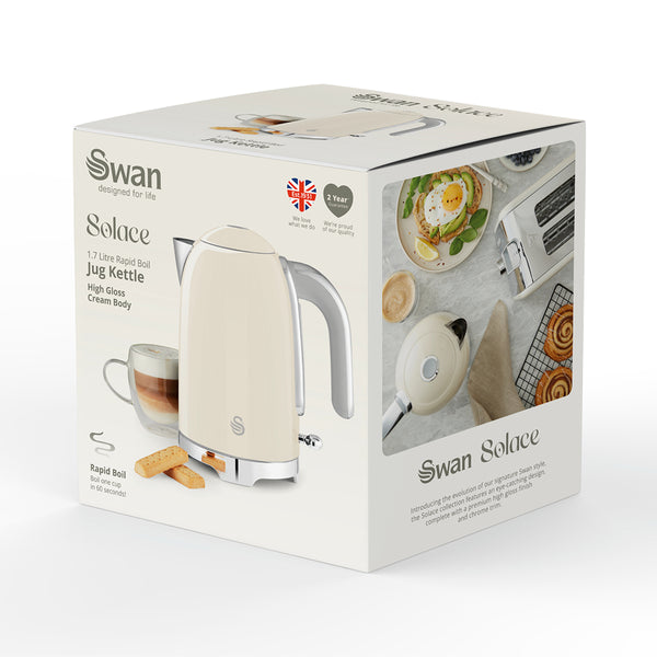 Swan Solace Cream Jug Kettle | 1.7L Stainless Steel, Chrome Accents