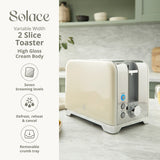 Swan Solace 2 Slice Stainless Steel Toaster | Cream, Reheat & Defrost