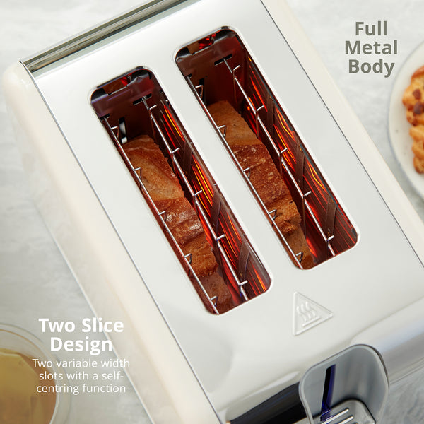 Swan Solace 2 Slice Stainless Steel Toaster | Cream, Reheat & Defrost