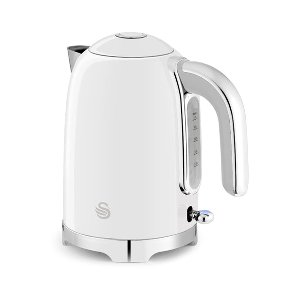 Swan Solace White Stainless Steel Jug Kettle | 1.7L, Water-Level Window