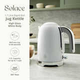 Swan Solace White Stainless Steel Jug Kettle | 1.7L, Water-Level Window
