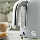 Swan Solace White Stainless Steel Jug Kettle | 1.7L, Water-Level Window
