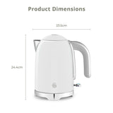 Swan Solace White Stainless Steel Jug Kettle | 1.7L, Water-Level Window