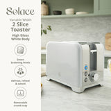 Swan Solace 2 Slice Stainless Steel Toaster | White, Defrost, Reheat