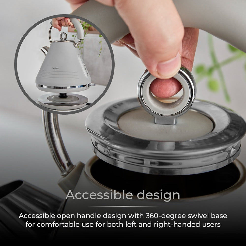 Tower Ash Grey Cone Kettle | Ergonomic Handle, Precision Spout