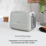 Tower Ash Grey 2-Slice Toaster | 7-Level Browning, Wide Slots