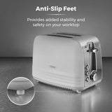 Tower Ash Grey 2-Slice Toaster | 7-Level Browning, Wide Slots