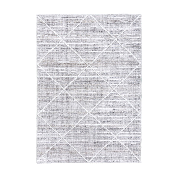 Oslo Prisma Geometric Diamond Pattern Rug | Grey and White, 200 x 300cm