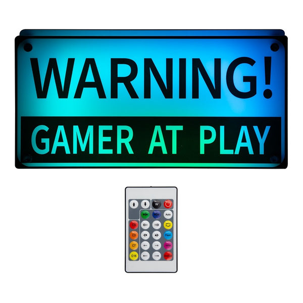 Benross Warning Gamer at Play LED Light | Multicolour, IR Remote, Wall or Shelf