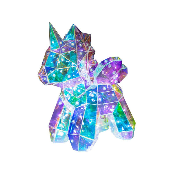 Benross 20cm Unicorn Iridescent LED Lamp | Colour-Shifting Glow, Faceted Panels