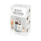 Gifts & Gadgets White Cosmetic Organiser Case with Handle | Dustproof, Drawers