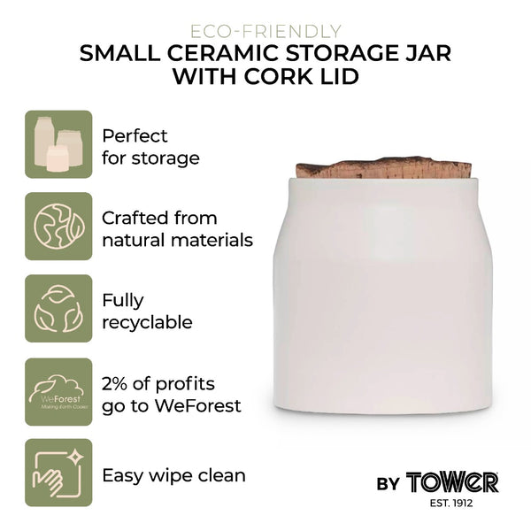 Tower Natural Life Ceramic Storage Jar | Matte White, H12.5cm