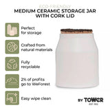 Tower Natural Life Matte White Ceramic Storage Jar | 18.5cm, Stopper Lid