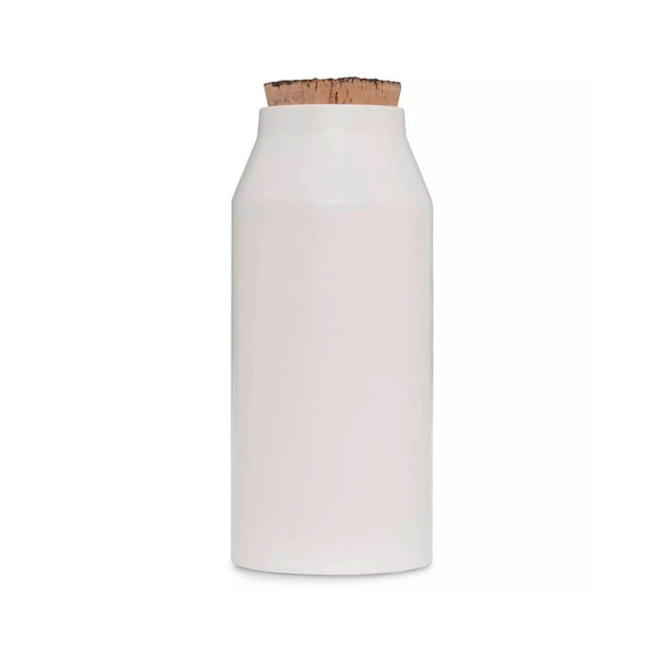 Tower Minimalist Ceramic Storage Jar | Matte White, Cork Lid, 27cm