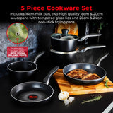 Tower Smart Start Gourmet 5 Piece Cookware Set | Matte Black Finish