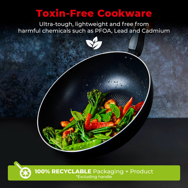 Tower Smart Start Nonstick 28cm Wok | Colour-Changing Heat Indicator