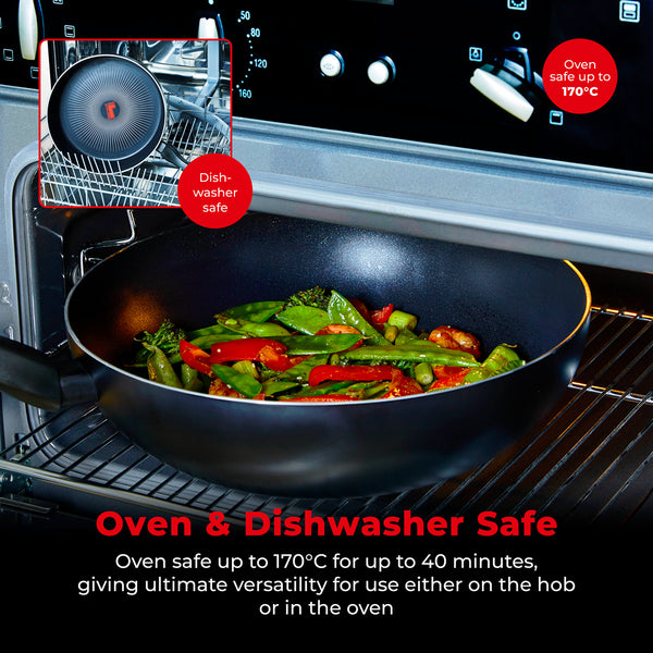 Tower Smart Start Nonstick 28cm Wok | Colour-Changing Heat Indicator