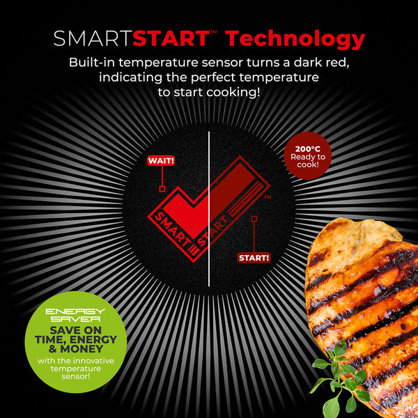Tower Smart Start 26cm Square Grill Pan | Deep Sides, Heat Indicator