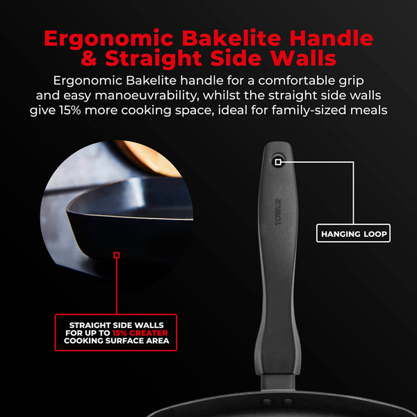 Tower Smart Start 26cm Square Grill Pan | Deep Sides, Heat Indicator