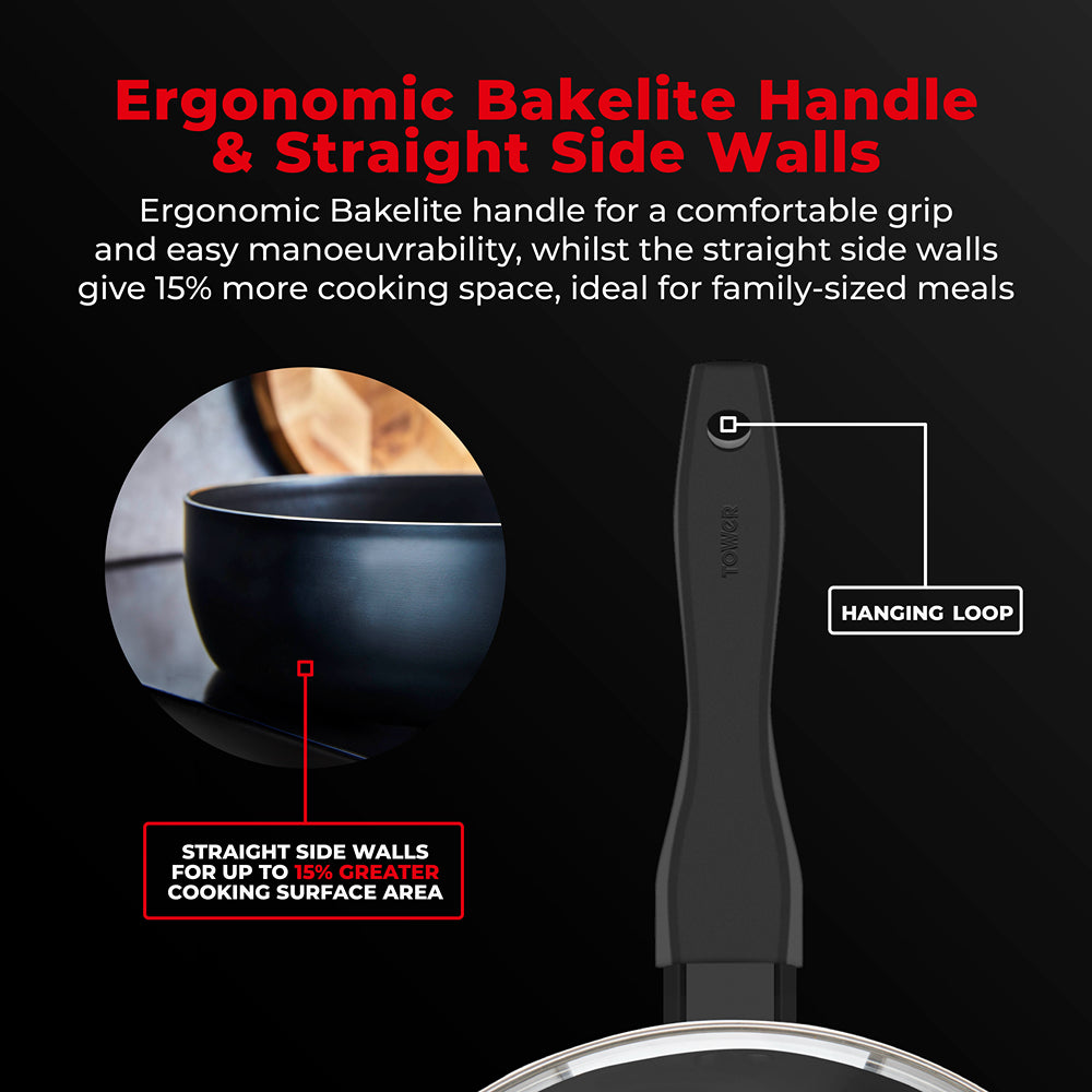 Tower Smart Start 28cm Multi-Pan Frying Pan | Heat Indicator, Glass Lid