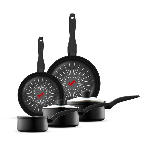 Tower Smart Start Forged Easy-Release Cookware Set | 5 Piece, Glass Lids