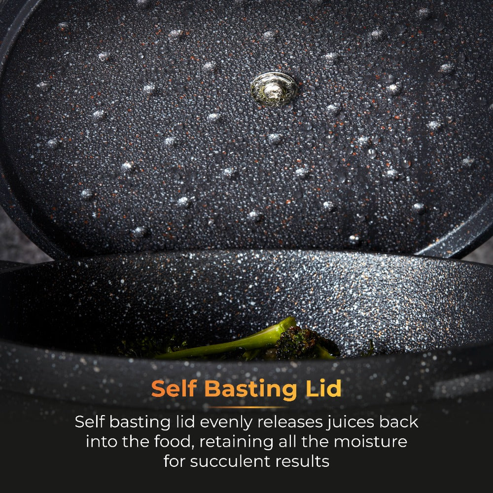 Tower Precision Casserole Pot with Lid | 28cm, Speckled Stone-Look