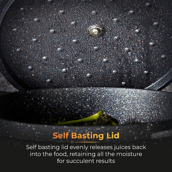 Tower Precision Casserole Pot with Lid | 28cm, Speckled Stone-Look