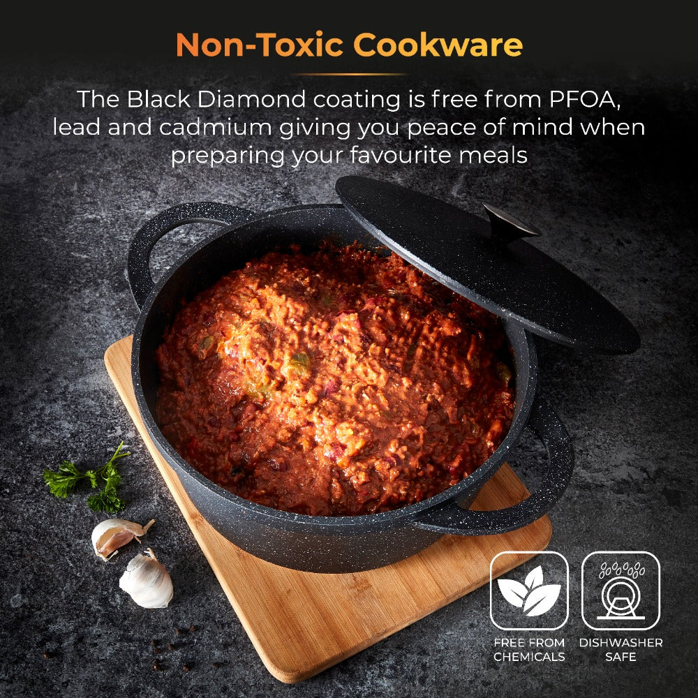 Tower Precision Casserole Pot with Lid | 28cm, Speckled Stone-Look