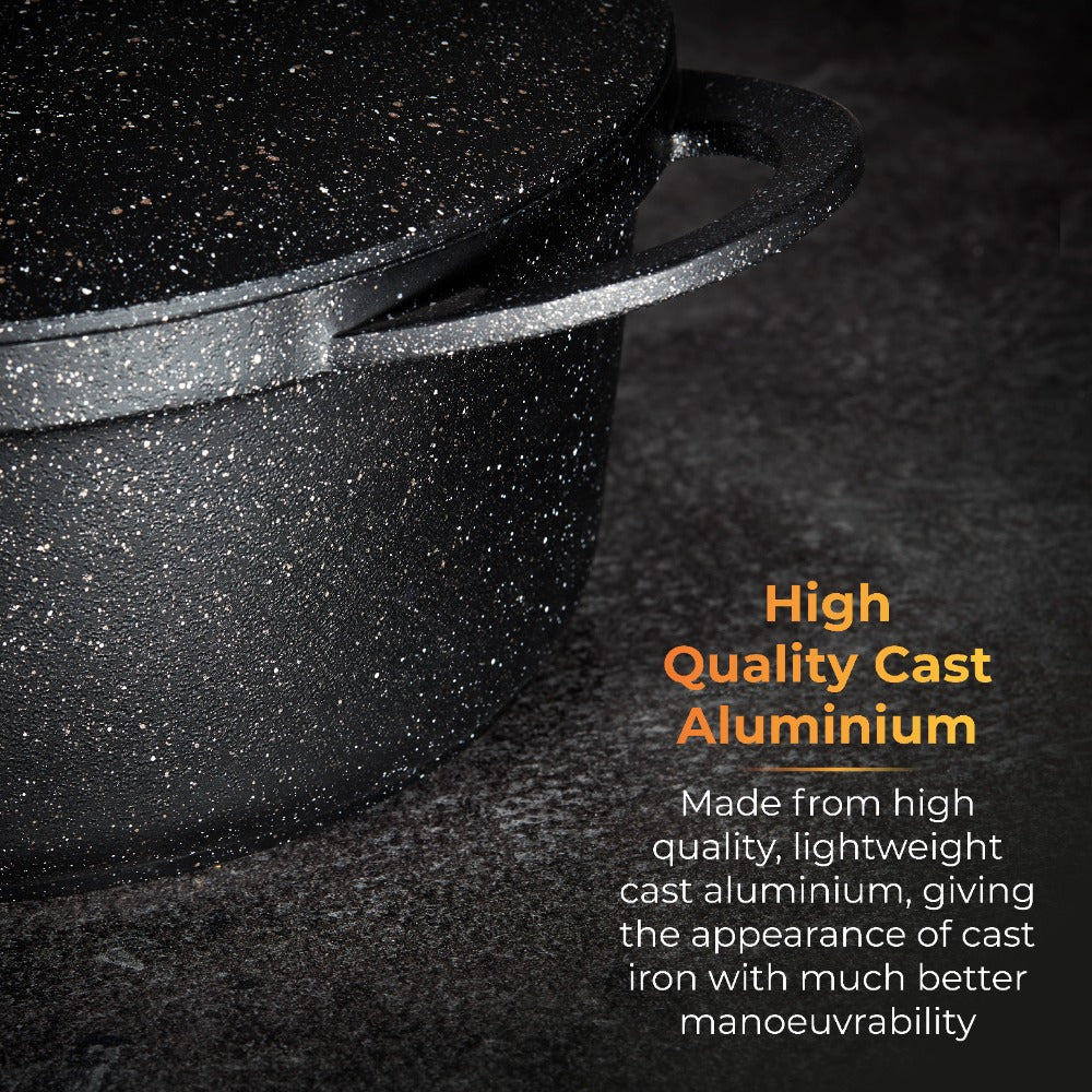 Tower Precision Speckled Stone-Look Casserole Pot with Lid | 24cm