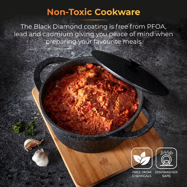 Tower Precision Speckled Stone-Look Casserole Pot with Lid | 24cm