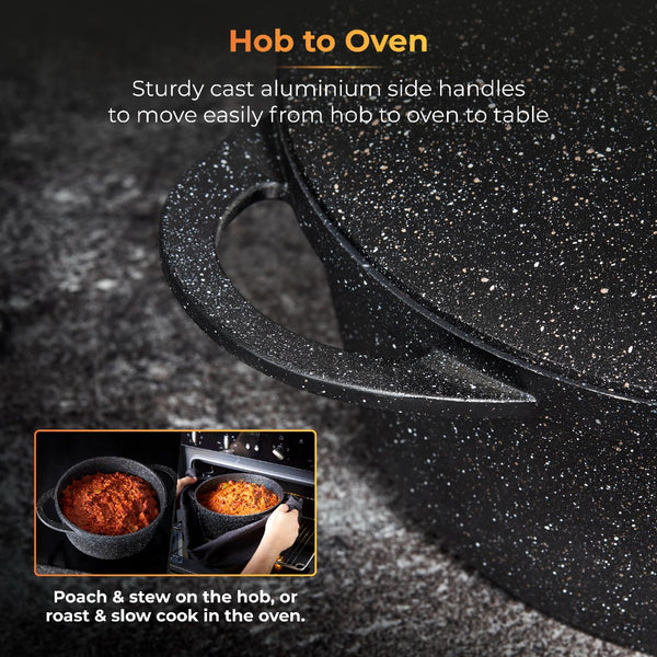 Tower Precision Speckled Stone-Look Casserole Pot with Lid | 24cm