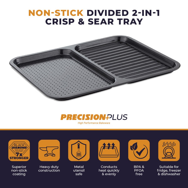 Tower Divided Crisper Tray | Dual-Compartment, Ribbed and Perforated
