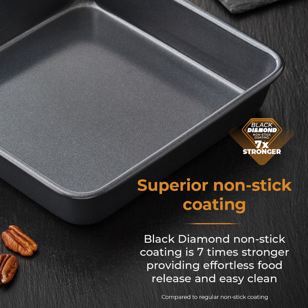 Tower Deep-Sided Square Non-Stick Baking Pan | Dark Finish, Rolled Rim