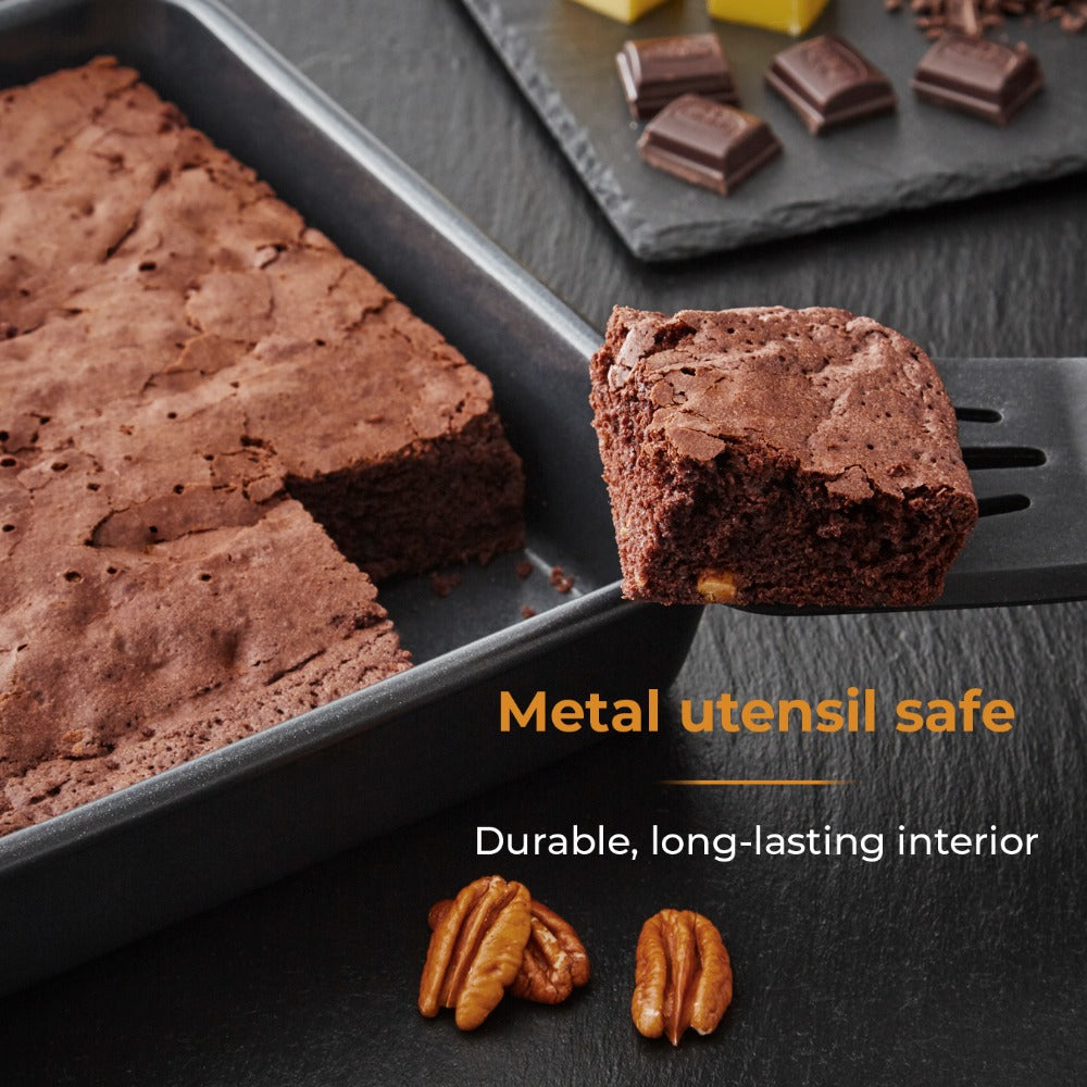 Tower Deep-Sided Square Non-Stick Baking Pan | Dark Finish, Rolled Rim