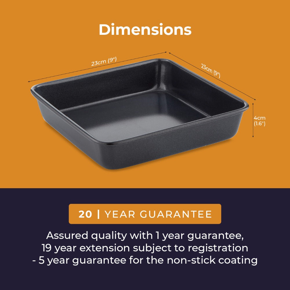 Tower Deep-Sided Square Non-Stick Baking Pan | Dark Finish, Rolled Rim