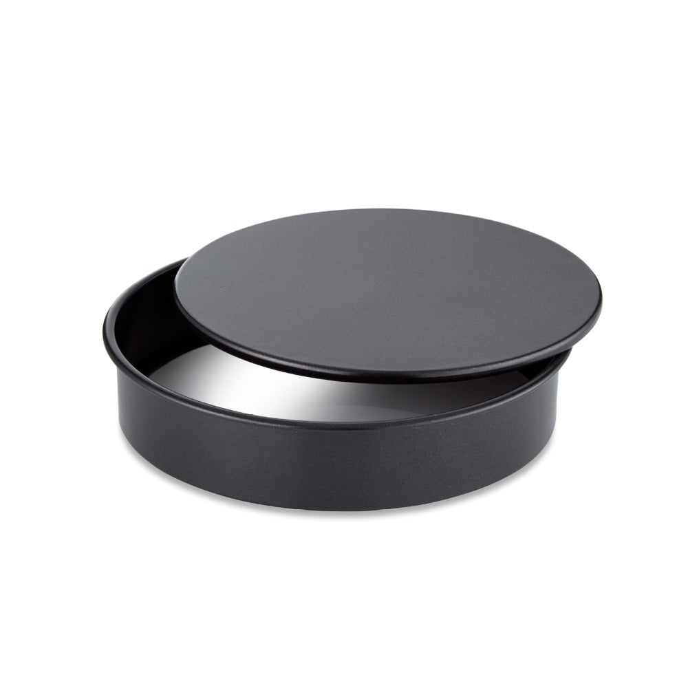 Tower Round Lidded Storage Box Organiser | Matte Black, Stackable