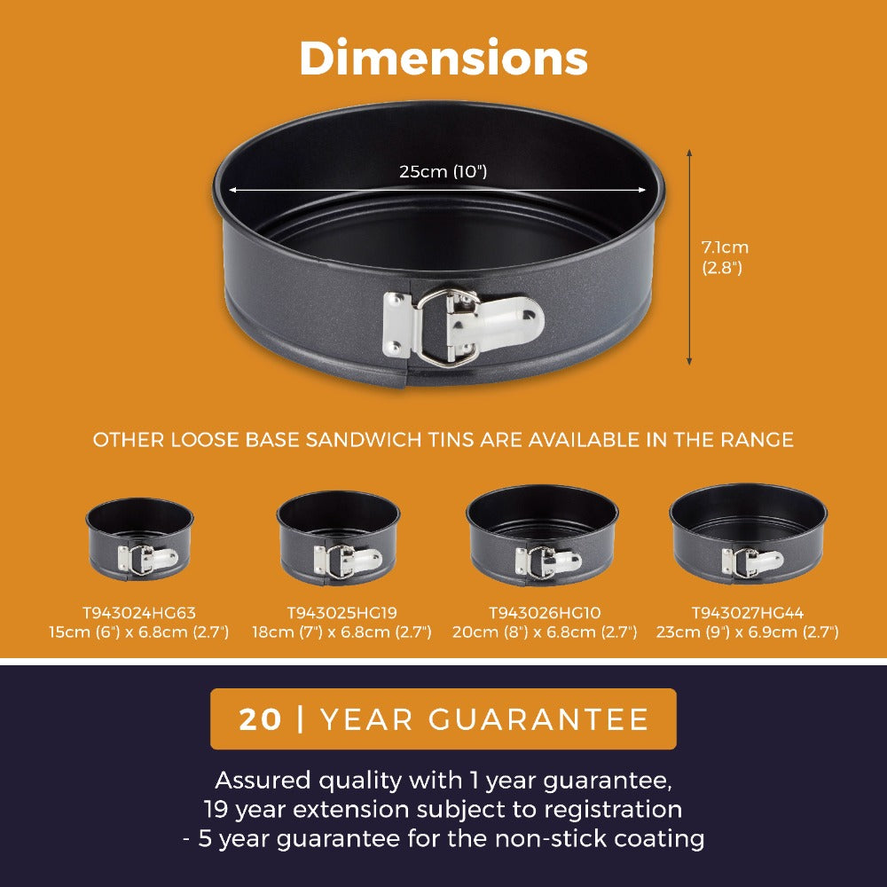 Tower 25cm Springform Cake Tin | Quick-Release Latch, Removable Base