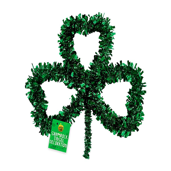 Lucky Land Shamrock Tinsel Decoration | 35 x 35cm, Green, Reusable
