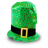 Lucky Land Foiled Shamrock Top Hat Costume Hat | Green, Metallic Foil