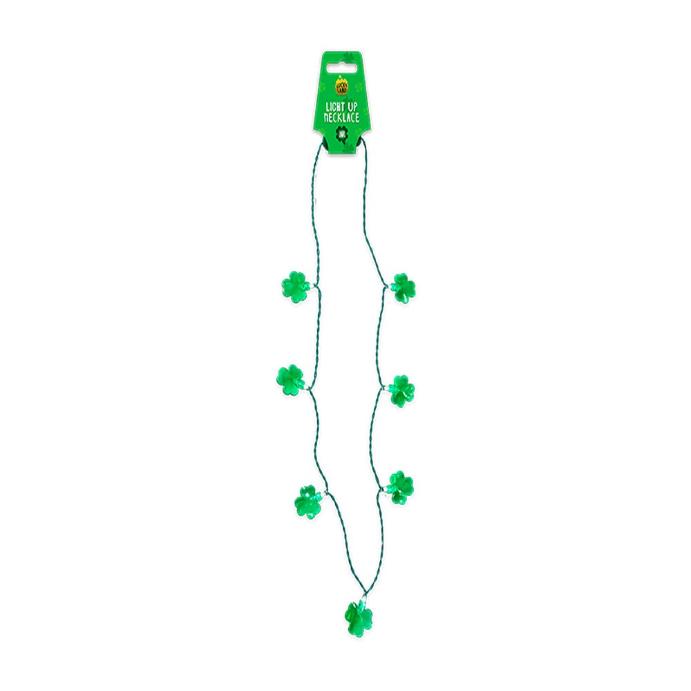 Lucky Land St Patrick's Day Light-Up LED Necklace | Green, Seven LEDs