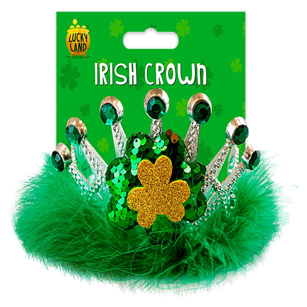 Lucky Land St Patrick’s Day Irish Crown Headpiece | Green Sequin, Shamrock