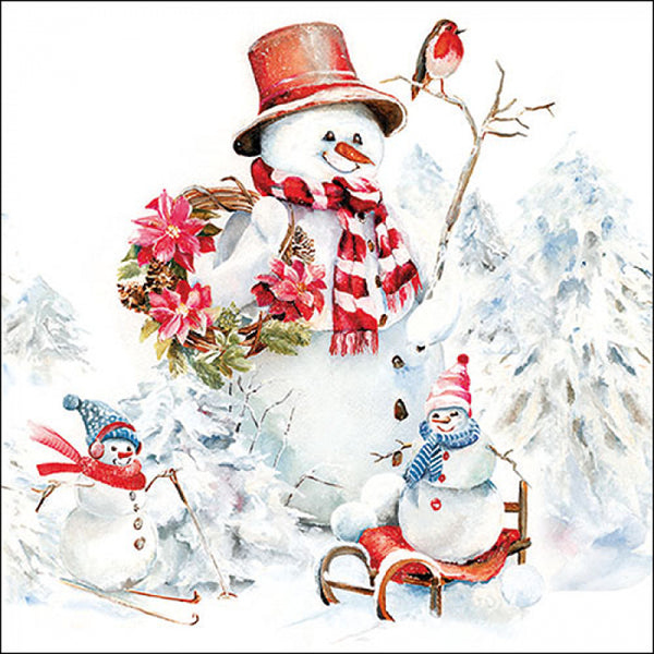 Ambiente Sporty Snowmen Napkins - 20 Pack