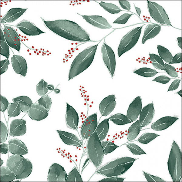 Ambiente Leaves and Berries White Paper Napkins | Pack of 20