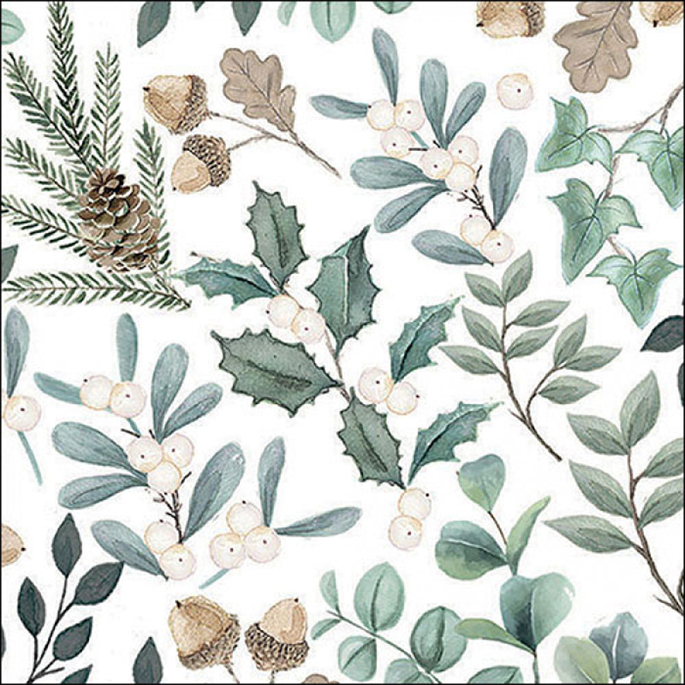 Ambiente Collection of Leaves Paper Napkins | Pack of 20, Watercolour Print