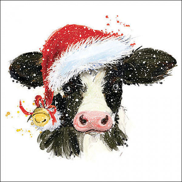 Ambiente Christmas Cow Napkins | Pack of 20, Santa Hat and Jingle Bell