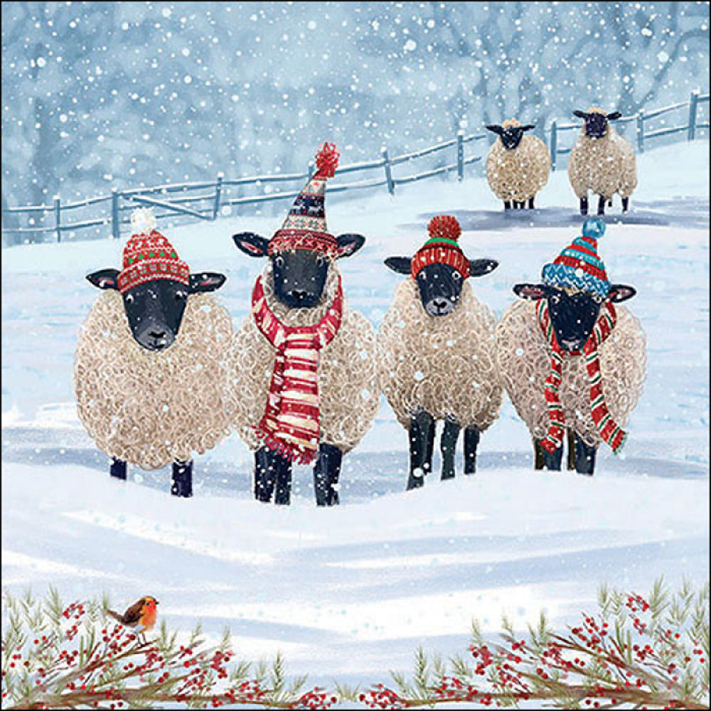 Ambiente Winter Woolies Napkins - 20 Pack - Winter Sheep